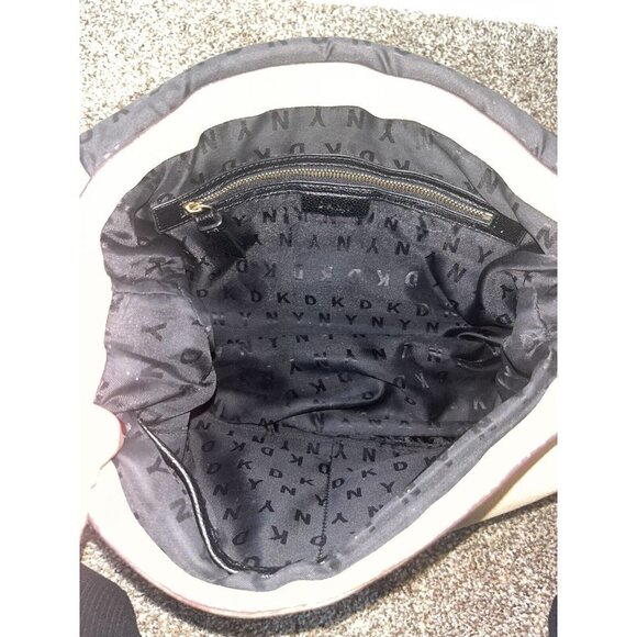 Dkny Leather Expandable  taupe  shoulder bag with turquoise blue wallet - Picture 8 of 10